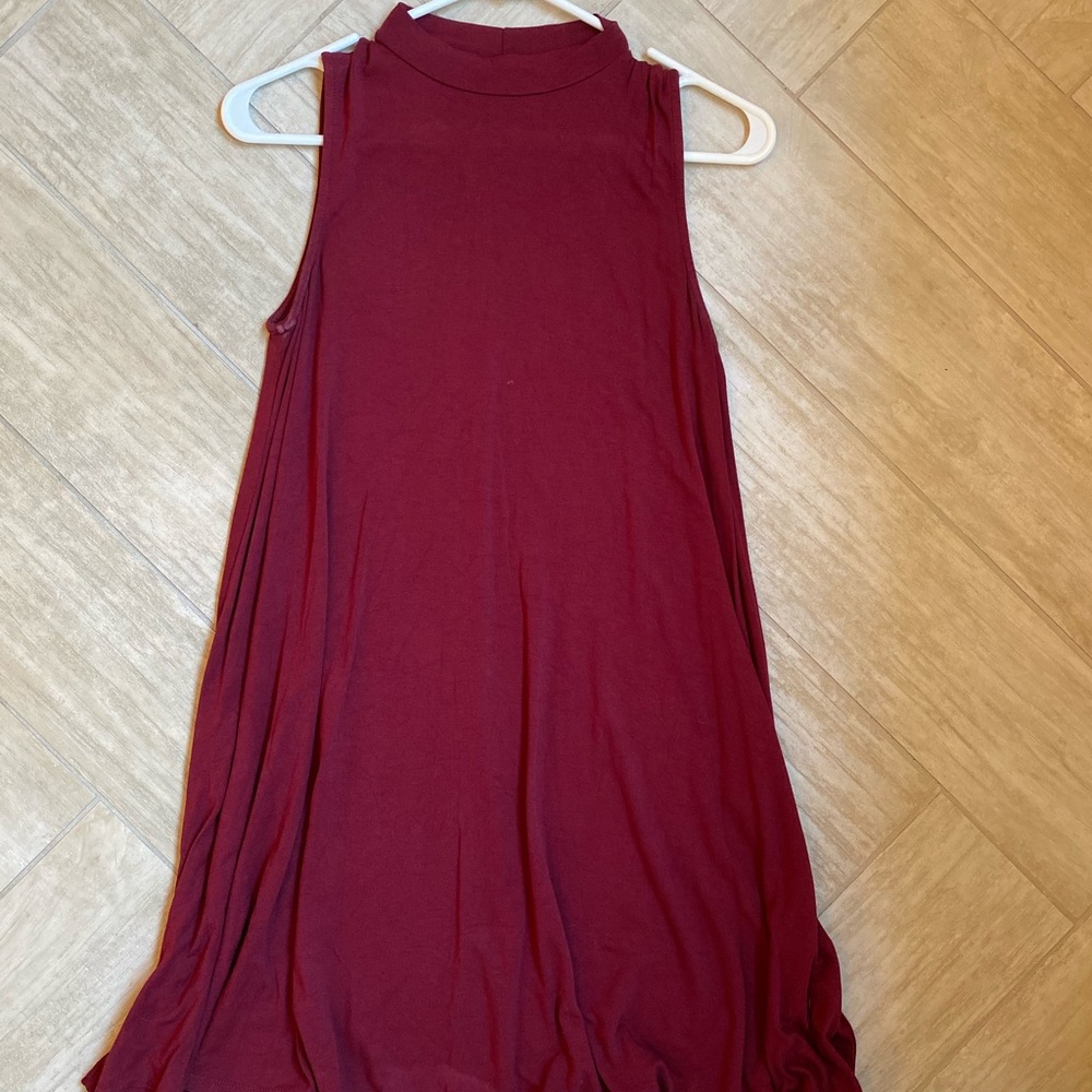 Dark Red T-Shirt Dress